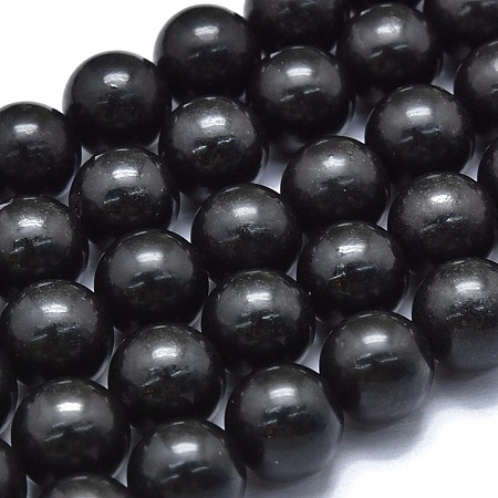 ARRICRAFT Natural Shungite Beads Strands, Round, 6~6.5mm, Hole: 0.6mm, about 61pcs/Strand, 15.35 inches(39cm)