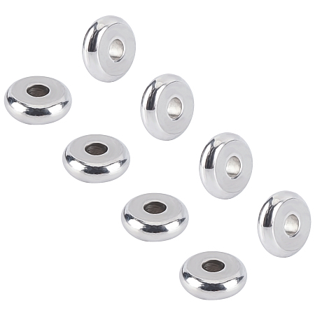 Unicraftale 304 Stainless Steel Spacer Beads, Rondelle, Stainless Steel Color, 6x2mm, Hole: 1.6mm, 200pcs/box