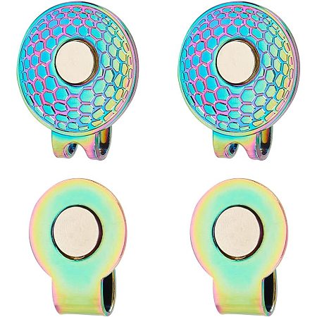 OLYCRAFT 4Pcs Golf Hat Clips Colorful Golf Cap Clips Golf Hat Clips Holder Alloy Golf Marker Flat Round Hat Clip for Golf Lovers Golf Gloves Hats Bags Caps Belt - 2 Styles