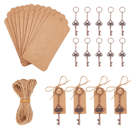 PandaHall Elite 20 Pcs Wedding Favors Skeleton Key Bottle Opener with 20 Pcs Escort Card Tag Jewelry Display Paper Price Tags and 10.9 Yard Twine String