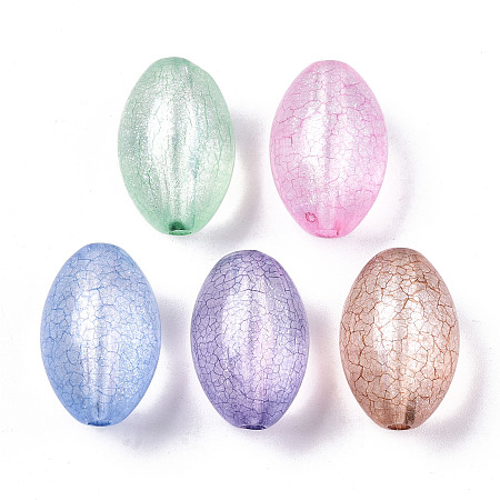 Transparent Crackle Acrylic Beads, Oval, Mixed Color, 19.5x13mm, Hole: 2mm; about 254pcs/500g
