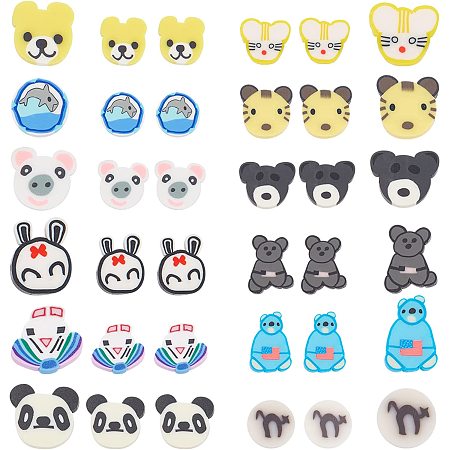 SUNNYCLUE 480Pcs 12 Styles Handmade Polymer Clay Beads Panda Rabbit Heart Tiger Polymer Clay Beads for Jewelry Making Earring Bracelets Necklace Handmade Craft Making Accessories