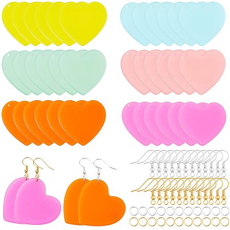 NBEADS 18 Pairs Heart Earring Making Kits, Contains 36 Pcs Resin Heart Pendants, 72 Pcs Earring Hooks and 72 Pcs Jump Rings for Earring Making Jewelry