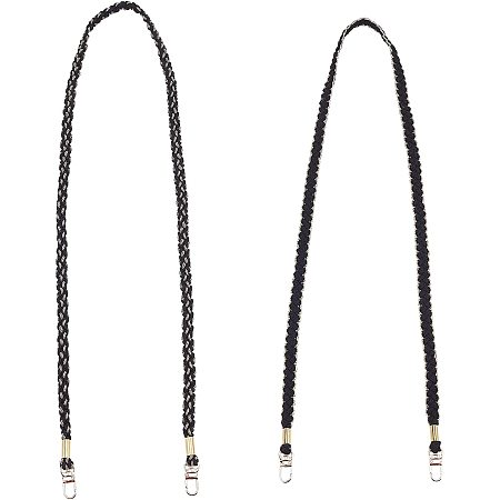SUPERFINDINGS 2 Styles Woven Purse Replacement Strap Black 44.9-46.5Inch Purse Chain Strap Crossbody Bag Strap with Metal Buckle for DIY Purse Handbag Shoulder Phone Shell Strap