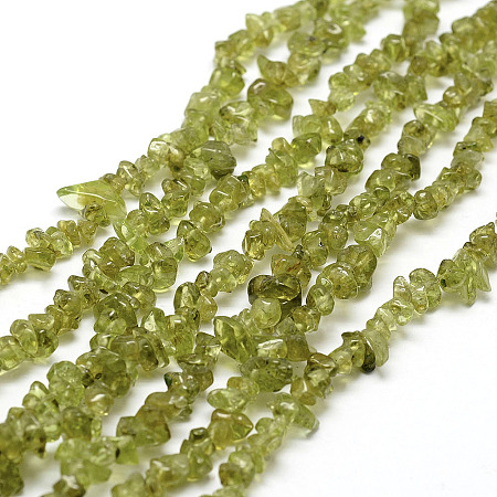Honeyhandy Natural Peridot Beads Strands, Chip, Olive Drab, 3~5x7~13x2~4mm, Hole: 0.4mm, about 32~32.5 inch