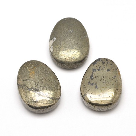 Honeyhandy Teardrop Natural Pyrite Pendants, 30x22x10mm, Hole: 3mm