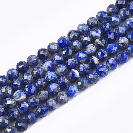 Honeyhandy Natural Lapis Lazuli Beads Strands, Faceted, Round, 4mm, Hole: 0.8mm, about 102pcs/strand, 15.3 inch