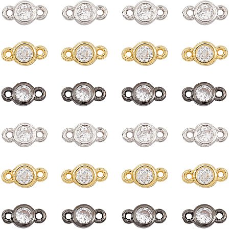 CHGCRAFT 30Pcs 3 Colors Cubic Zirconia Link Charm Gemstone Connector Jewelry Findings with Brass Bail Connectors for DIY Crafts Making Jewelry Making