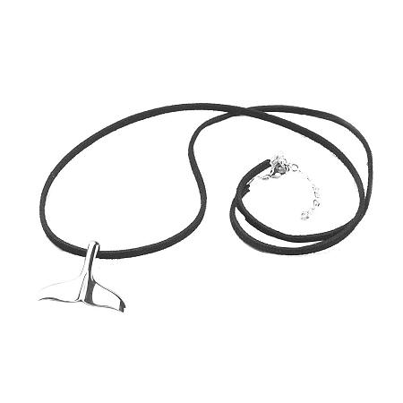 ARRICRAFT 3pcs Stainless Steel Whale Tail Shape Pendant Necklaces with Environmental Faux Suede Cord and Brass Lobster Claw Clasps