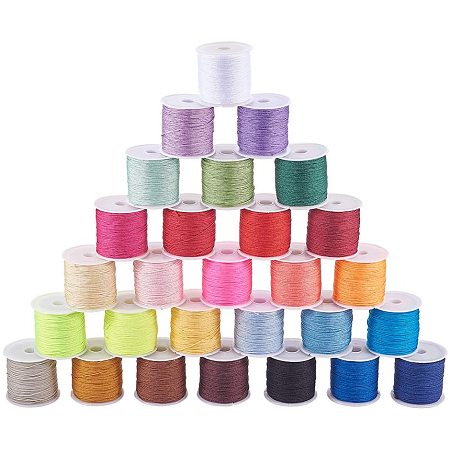PandaHall Elite 28 Color Jewelry Nylon Cord, 0.8mm Chinese Knotting Cord Nylon Hand Knitting Cord String Beading Thread for Jewelry Making Bracelet Beading Thread, 1260 Yards Totally