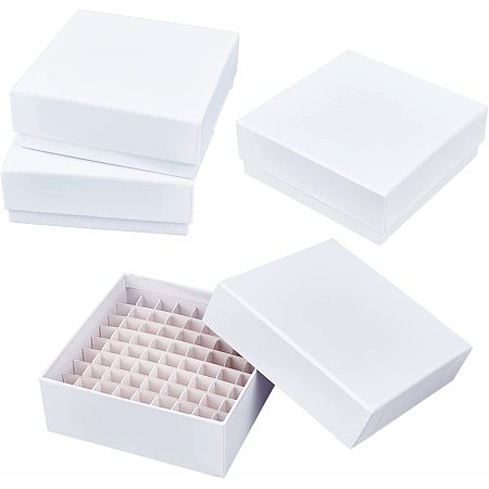 OLYCRAFT 4pcs Cardboard Freezer Box 130x130x50mm Cardboard Test Tube Freezer Boxes with 100 Compartments Lab Supplies - White