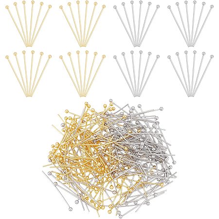 DICOSMETIC 200Pcs 2 Colors 25mm Stainless Steel Ball Head Pins Findings Fine Satin Head Pin Small Eye Pins for Necklace Bracelet Earring Jewelry Making