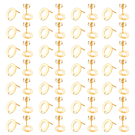 DICOSMETIC 100Pcs Stainless Steel Stud Earring Findings Hollow Circle Earrings Post Golden Donut Stud Earrings with 1.2mm Loop Hole and Ear Back for DIY Jewelry Making Findings, Pin: 0.7mm
