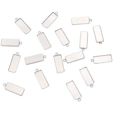PandaHall Elite 50pcs 10x25mm Rectangle Trays Pendant Stainless Steel Pendant Cabochon Settings Bezel Pendant Blanks Cameo Bezel Cabochon Blanks Bezel Trays for Jewelry Making DIY Findings