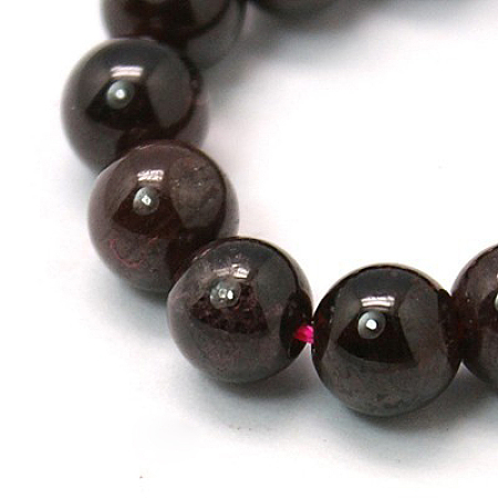 Honeyhandy Gemstone Beads Strands, Natural Garnet, Round, Dark Red, 4mm, Hole: 0.5mm, about 46pcs/strand, 7.5 inch