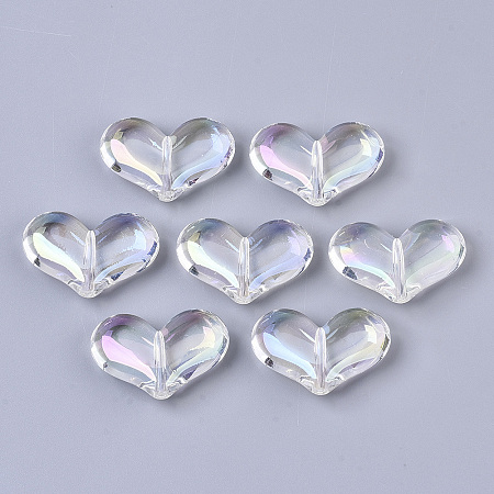 Honeyhandy Transparent Acrylic Beads, AB Color Plated, Heart, Clear AB, 19x28x8mm, Hole: 1.6mm
