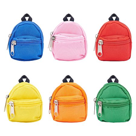 PANDAHALL ELITE Cloth Dolls Bag, Backpack, Mixed Color, 7.4x6.4x2.3mm; 6 colors, 1pc/color, 6pcs/set