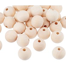 Unfinished Wood Beads, Natural Wooden Loose Beads Spacer Beads, Lead Free, Round, Moccasin, 25x22.5~23mm, Hole: 6~7mm; 50pcs/set