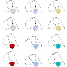 12Pcs 6 Color Heart Ceiling Fan Pendant 35cm Glass Ceiling Fan Pull Chain Extender Transparent Hanging Charm Vintage Replacement Fan Cord Pull for Light Lamp Decoration