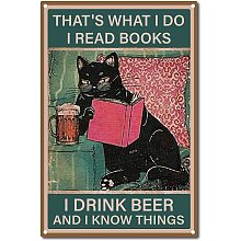 CREATCABIN That's What I Do I Read Books Sign Retro Cat Poster Vintage Tin Sign for Home Bathroom Wall Decoration, 8 x 12 Inch