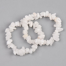 Honeyhandy Unisex Chip Natural White Moonstone Beaded Stretch Bracelets, Inner Diameter: 1-3/4~2 inch(4.5~5cm)