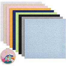 BENECREAT 18 Sheets 9 Colors Square Linen Embroidery Fabric, 9.8x9.8 inch Stitch Embroidery Cloth Needlework Fabric for Garments Crafts Accessories, 2 Sheets/Color