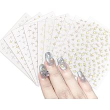 GLOBLELAND 10 Sheets Star Nail Art Stickers Decals Self Adhesive 3D Star Nail Art Design Sticker Colorful Nail Supplies for Women Manicure Nail Tips Decorations Accessories