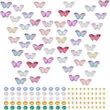 NBEADS About 700 Pcs Glass Beads Bracelet Kit, Including Glass Butterfly Beads Rondelle Glass Beads Iron Spacer Beads Loose Glass Beads for DIY Craft Bracelet Jewelry Making