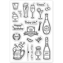 GLOBLELAND Happy Birthday Beer Clear Stamps Transparent Silicone Stamp Wine Glass Juice for Card Making Decoration and DIY Scrapbooking