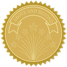 CRASPIRE Gold Foil Certificate Seals Above and Beyond 2" Round Self Adhesive Embossed Stickers 100pcs for Invitations Certification Graduation Notary Seals Corporate Seals Monogram Emboss