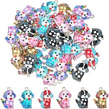 DICOSMETIC 48Pcs 6 Colors Enamel Pet Dog Charms Alloy Enamel Dog Pendants Printing Dog Charms Cut Animal Charms for DIY Jewelry Making Craft Pet Lover's Gift, Hole: 1.8mm