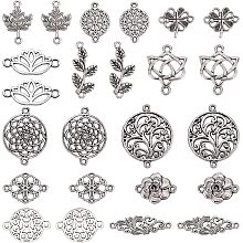 SUNNYCLUE 1 Box 72Pcs 12 Styles Flower Connector Charms Flat Round Link Connectors Autumn Tibetan Style Charms Leaf Connectors for Jewelry Making Charms DIY Earring Necklace Bracelet Crafts Supplies