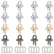 WADORN 16 Sets Bag Strap Connector Buckles, 4 Colors Purse Suspension Clasp Round Metal Side Clip Buckle Handbag Chain Ring Clasp Hardware Fastener for DIY Leather Crafts Making, Hole: 0.55cm