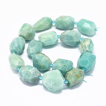 Honeyhandy Natural Amazonite Beads Strands, Faceted, Nuggets, 14~21.5x11~22.5mm, Hole: 1.2mm, about 16~20pcs/strand, 15 inch(38.2cm)