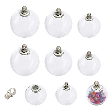 CHGCRAFT 9 Sets 3 Sizes Clear Glass Ball Pendants Glass Globe Bottles Glass Dome Cover Vial Pendant Charms Wish Bottle Charms with Caps for Necklace Earring Making, Diameter 21.5mm to 25.5mm