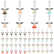 PandaHall Elite 64pcs Angel Wing Charm, Guardian Angel Pendant Fairy Dangle Charms with Lobster Claps Colorful Pearl Flower Beads for Earring Necklace Bracelet Key Chain Making