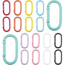 PandaHall Elite Oval Keychain Clips, 18pcs 9 Colors Aluminum Snap Hook Keyring 1.9 Inch Colorful Metal Keychain D Shape Buckles Keychain Clip Hook Push Gate Clip for Keychains DIY Craft Making