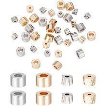 CREATCABIN 40Pcs 4 Style Brass Spacer Beads Corrugated 6mm 5mm Tiny Loose Grooved Column Beads Hole 1mm 2.5mm DIY Jewelry Making Supplies Findings Crafts for Necklaces Bracelet Earring Golden Silver