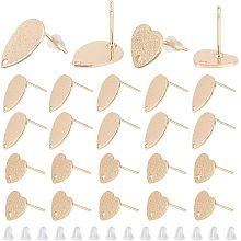 DICOSMETIC 20Pcs 2 Styles Sparkling Brass Stud Earring Findings 18K Gold Plated Heart and Teardrop Earring Post with 1mm Holes 40Pcs Plastic Ear Nuts for Earring DIY Jewelry, Pin: 0.7~0.8mm