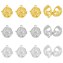 DICOSMETIC 12Pcs 3 Colors Chime Ball Pendants Tree of Life Round Cage Pendants Platinum Golden Tumbled Rock Bead Cage Hollow Cage Pendants Brass Locket Dangle Charms for Jewelry Making