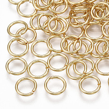 Honeyhandy Brass Open Jump Rings, Real 18K Gold Plated, 7x0.7mm, 5mm inner diameter