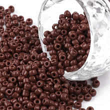 Honeyhandy Glass Seed Beads, Opaque Colours Seed, Round, Coconut Brown, Size: about 3mm in diameter, hole:1mm, about 10000pcs/pound