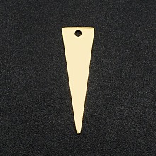 Honeyhandy 201 Stainless Steel Pendants, Laser Cut, Triangle, Real 18K Gold Plated, 25x7x1mm, Hole: 1.6mm