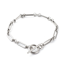 Honeyhandy Non-Tarnish 304 Stainless Steel Figaro Chain Bracelets, Stainless Steel Color, 7-1/2 inch(19.2cm)