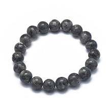 Honeyhandy Natural Larvikite Bead Stretch Bracelets, Round, 2 inch~2-1/8 inch(5.2~5.5cm), Bead: 10mm