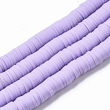 Honeyhandy Handmade Polymer Clay Beads Strands, for DIY Jewelry Crafts Supplies, Heishi Beads, Disc/Flat Round, Lilac, 8x0.5~1mm, Hole: 2mm, about 350~387pcs/strand, 15.75 inch~16.14 inch(40~41cm)