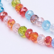 Honeyhandy Mixed Electroplate Glass Faceted Rondelle Bead Strands, 3x2mm, Hole: 0.5mm, about 140pcs/strand, 13 inch