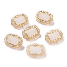 Honeyhandy Plating Acrylic Beads, Golden Metal Enlaced, Frosted, Rectangle, Moccasin, 18x13.5x8.5mm, Hole: 1.8mm