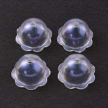 Transparent Acrylic Bead Caps, Glitter Powder, Multi-Petal, Half Round, Clear, 24x15mm, Hole: 2.8mm