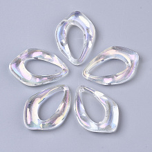 Honeyhandy Transparent Acrylic Pendants, AB Color Plated, Teardrop, Clear AB, 35.5x24.5x7mm, Hole: 10x22mm